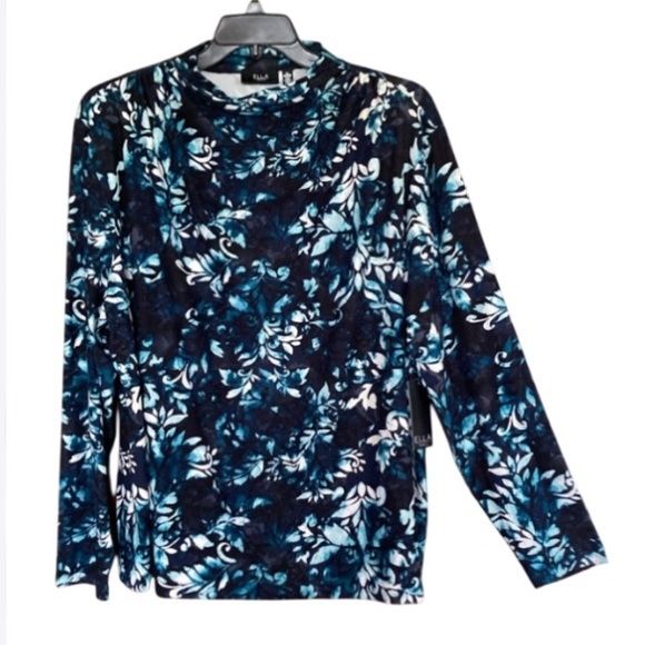 Ella Tops - 3/$45 Ella black w deep teal floral print top soft with stretch casual boho 3X